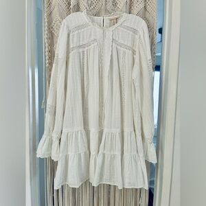 H&M White Lace-Trim Maxi Dress